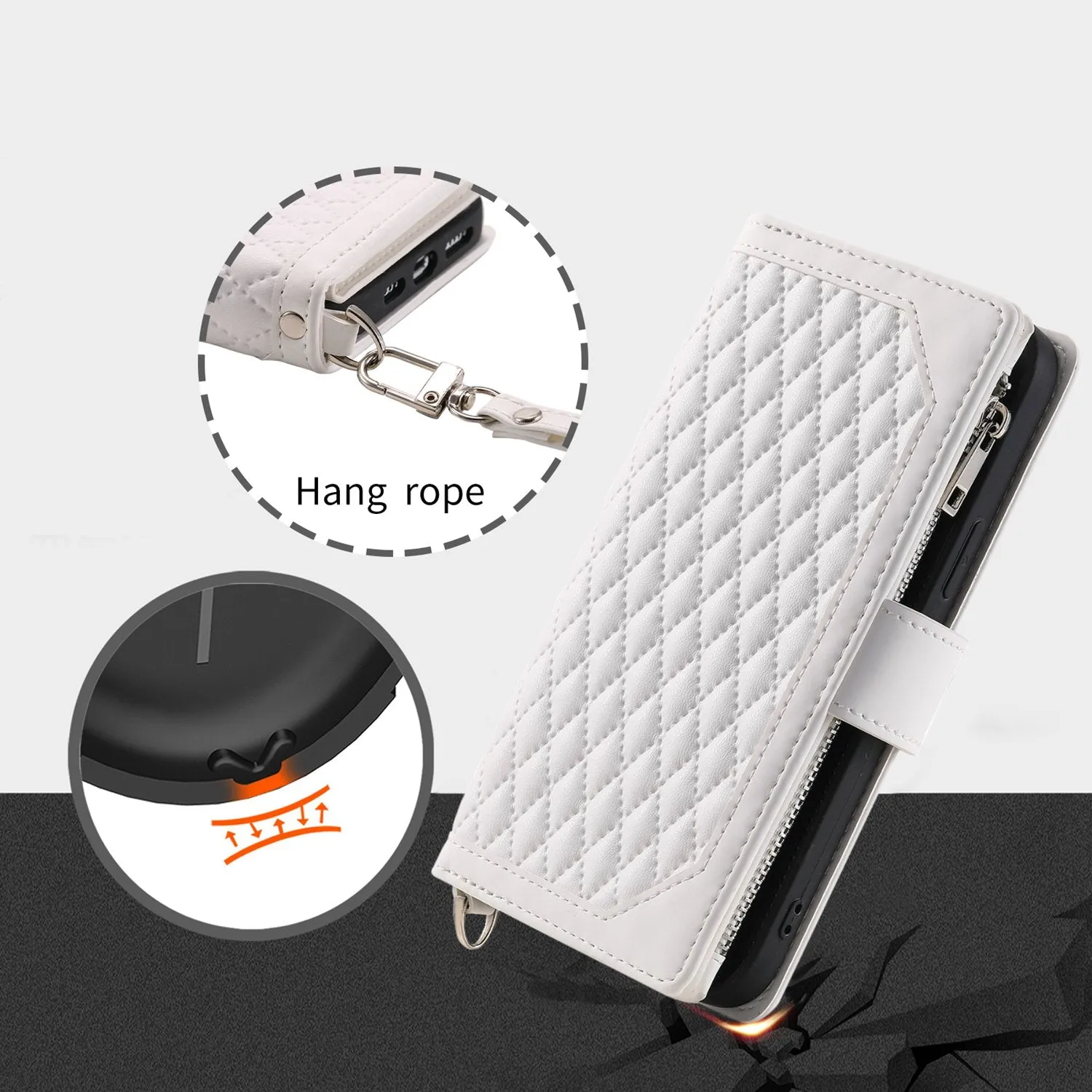 005 Style Rhombus Texture Phone Case for Samsung Galaxy A71 4G SM-A715, Zipper Pocket Leather Stand Wallet Cover with Wrist Strap