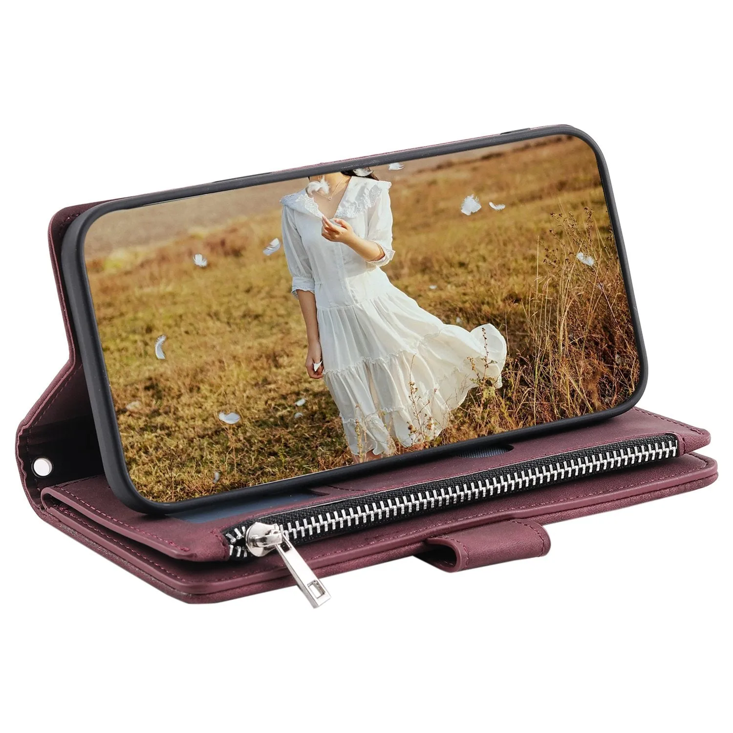 005 Style Rhombus Texture Phone Case for Samsung Galaxy A71 4G SM-A715, Zipper Pocket Leather Stand Wallet Cover with Wrist Strap