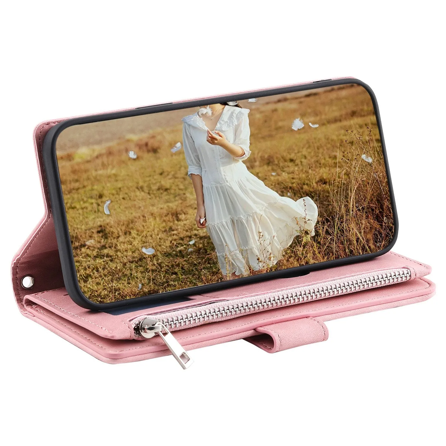 005 Style Rhombus Texture Phone Case for Samsung Galaxy A71 4G SM-A715, Zipper Pocket Leather Stand Wallet Cover with Wrist Strap