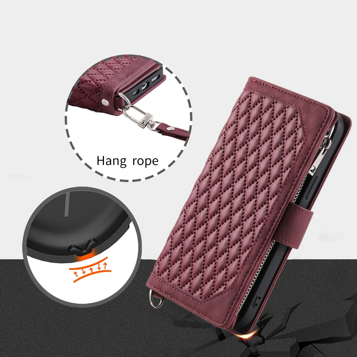 005 Style Rhombus Texture Phone Case for Samsung Galaxy A71 4G SM-A715, Zipper Pocket Leather Stand Wallet Cover with Wrist Strap