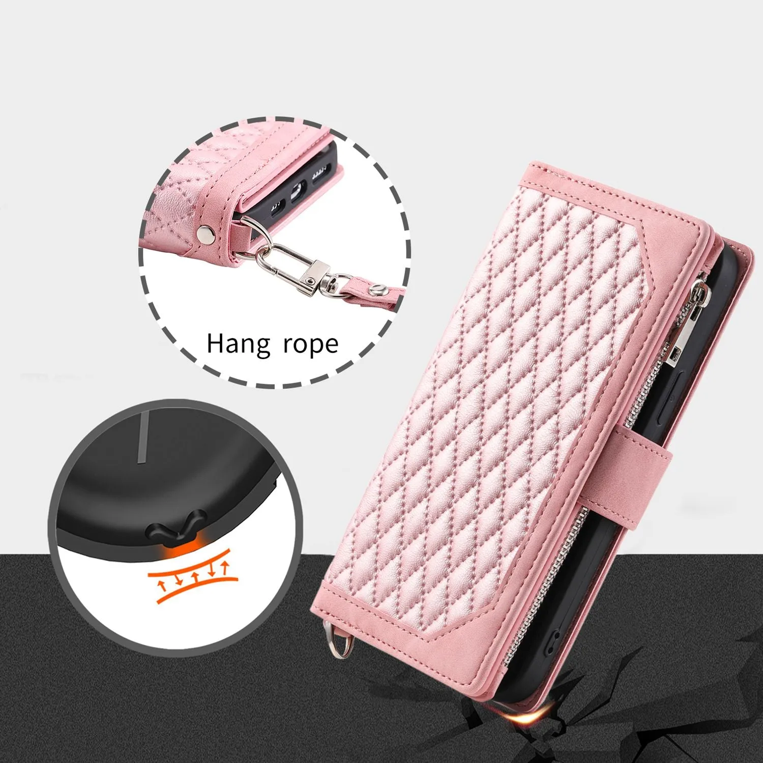 005 Style Rhombus Texture Phone Case for Samsung Galaxy A71 4G SM-A715, Zipper Pocket Leather Stand Wallet Cover with Wrist Strap