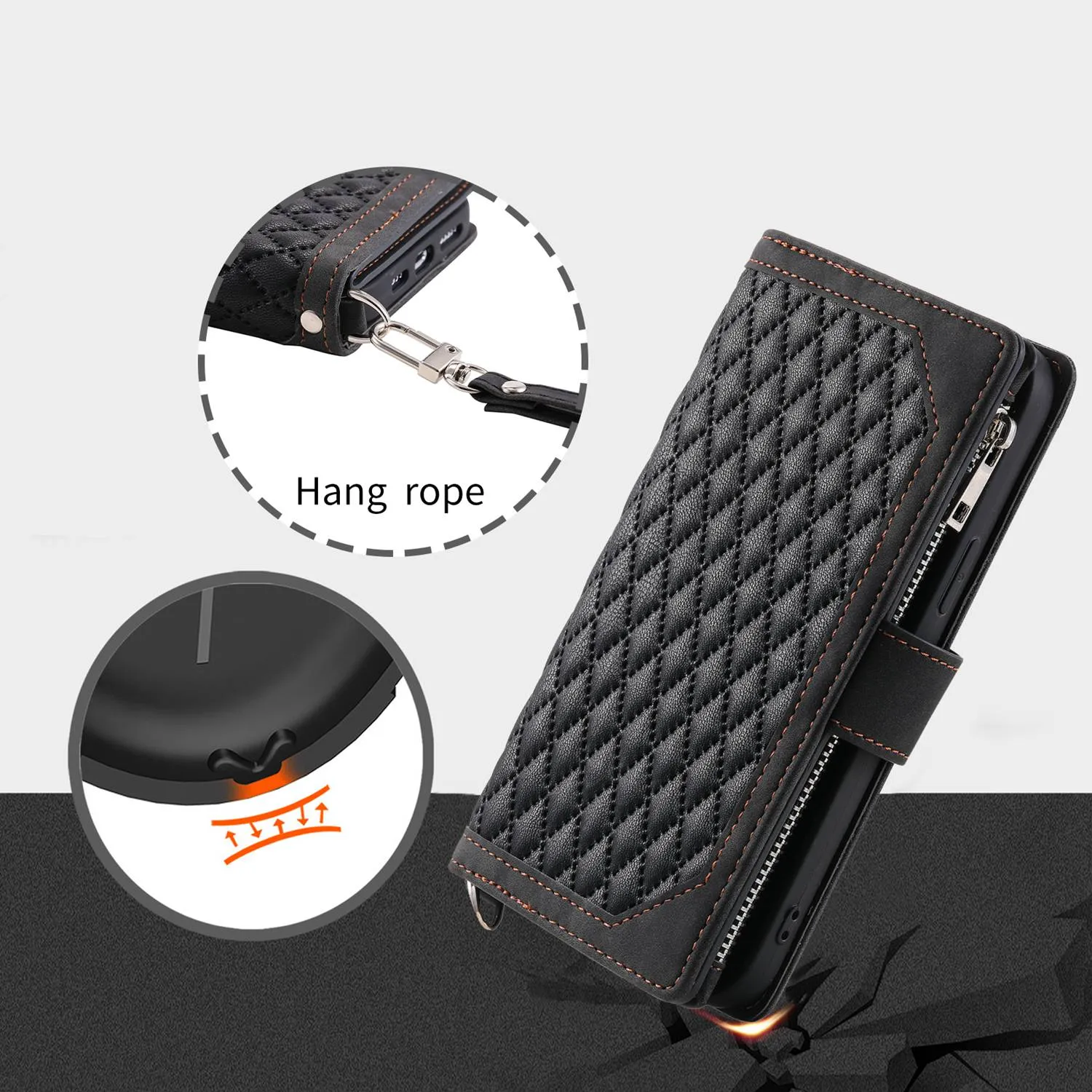 005 Style Rhombus Texture Phone Case for Samsung Galaxy A71 4G SM-A715, Zipper Pocket Leather Stand Wallet Cover with Wrist Strap
