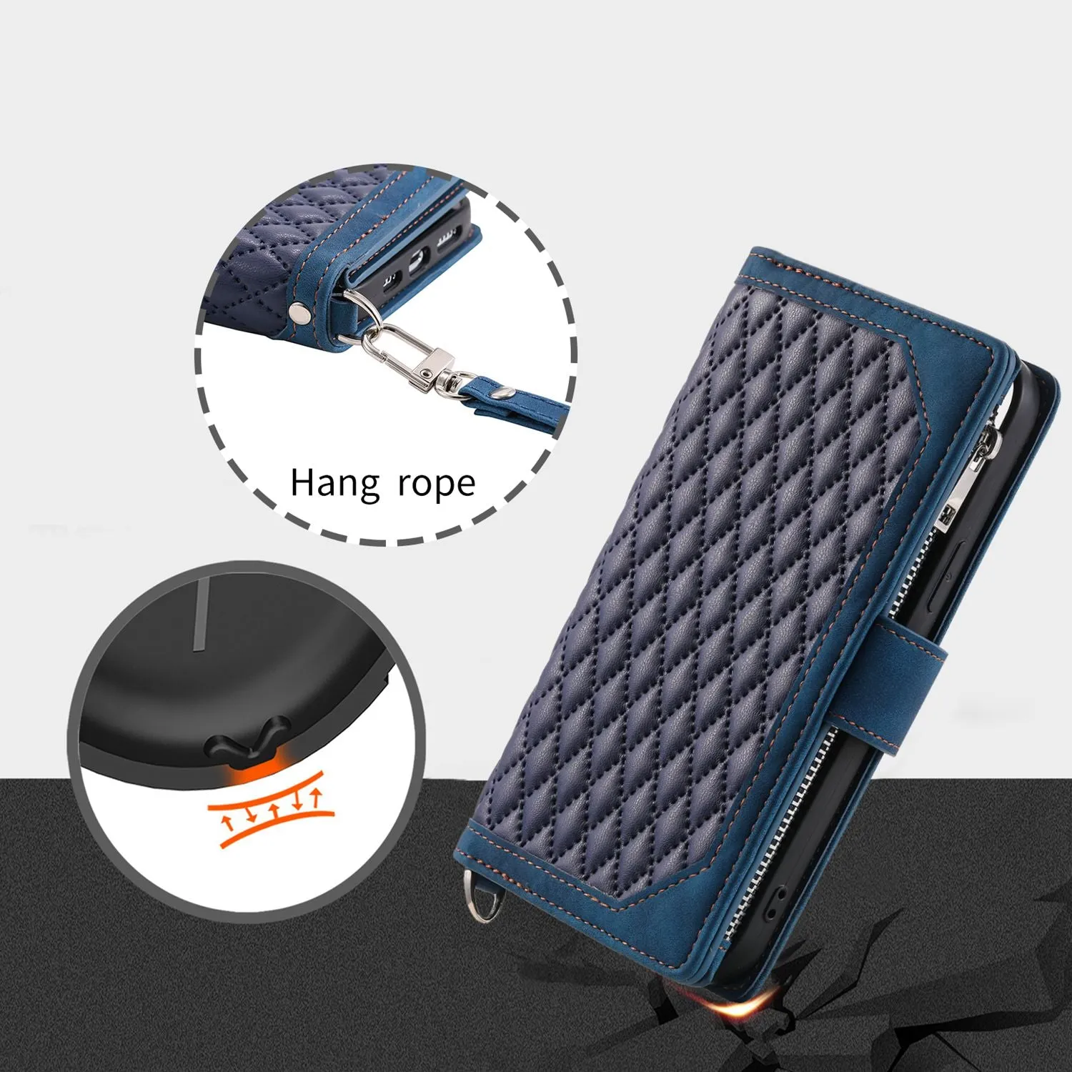 005 Style Rhombus Texture Phone Case for Samsung Galaxy A71 4G SM-A715, Zipper Pocket Leather Stand Wallet Cover with Wrist Strap