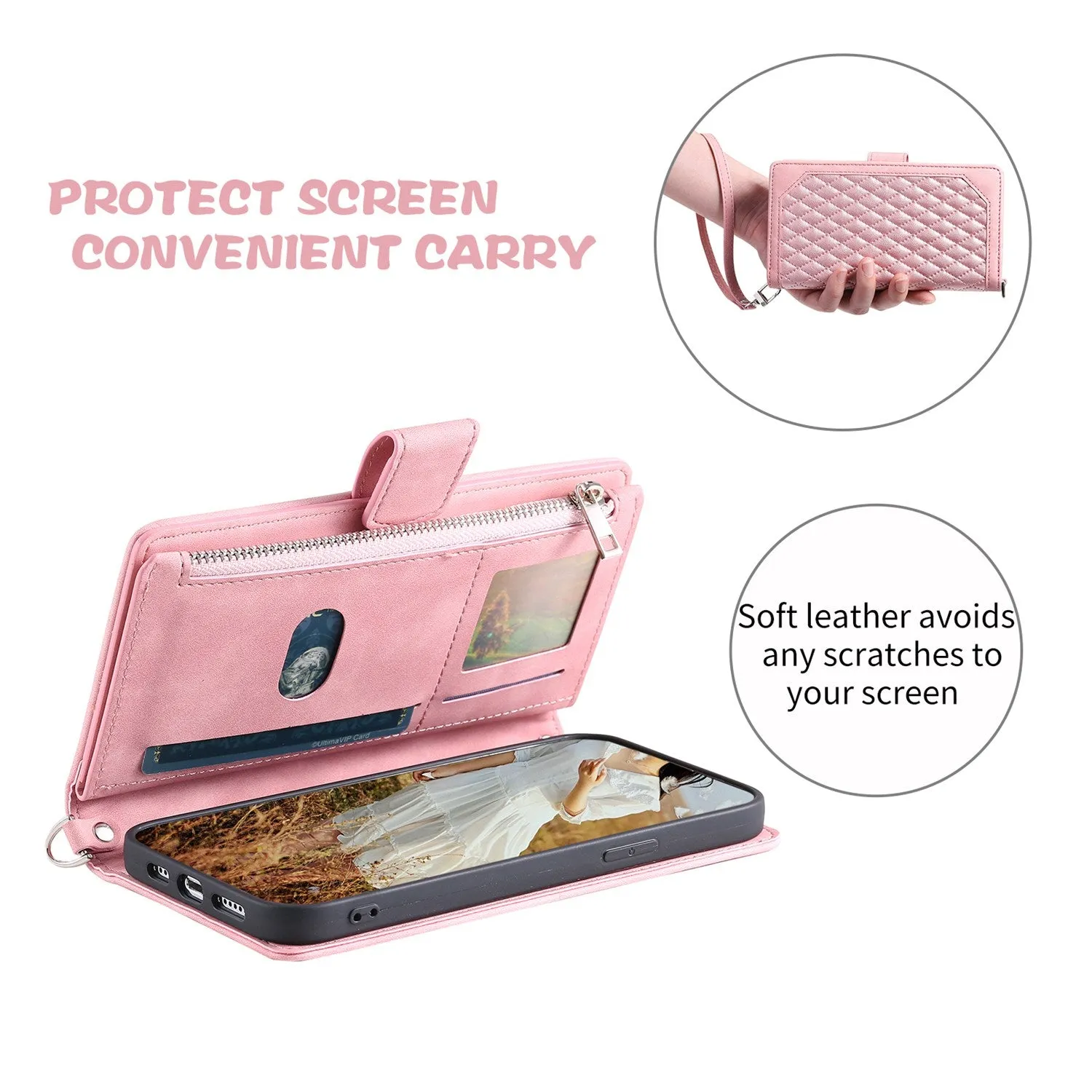 005 Style Rhombus Texture Phone Case for Samsung Galaxy A71 4G SM-A715, Zipper Pocket Leather Stand Wallet Cover with Wrist Strap