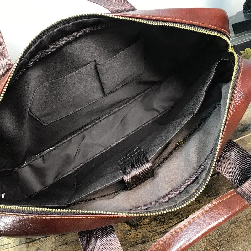 100% Cow Genuine Leather Men Briefcase Business Handbag