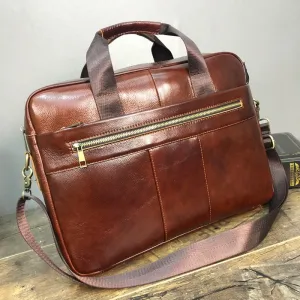100% Cow Genuine Leather Men Briefcase Business Handbag