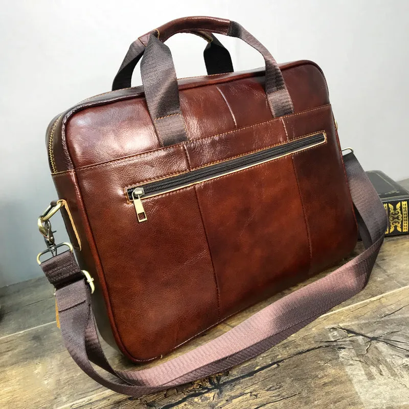 100% Cow Genuine Leather Men Briefcase Business Handbag
