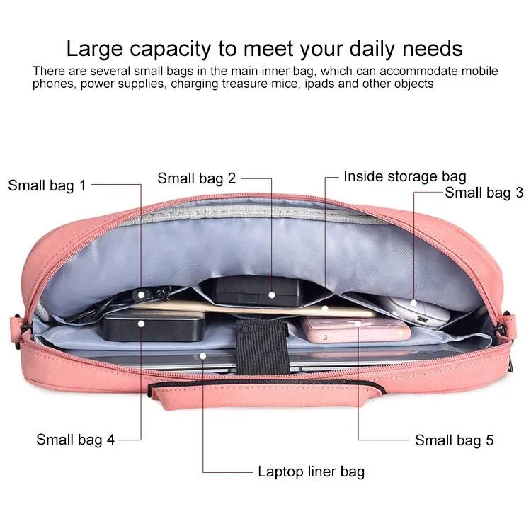 15.6 Inch Laptop One-shoulder Handbag with Waterproof Anti-theft Design and Suitcase Belt