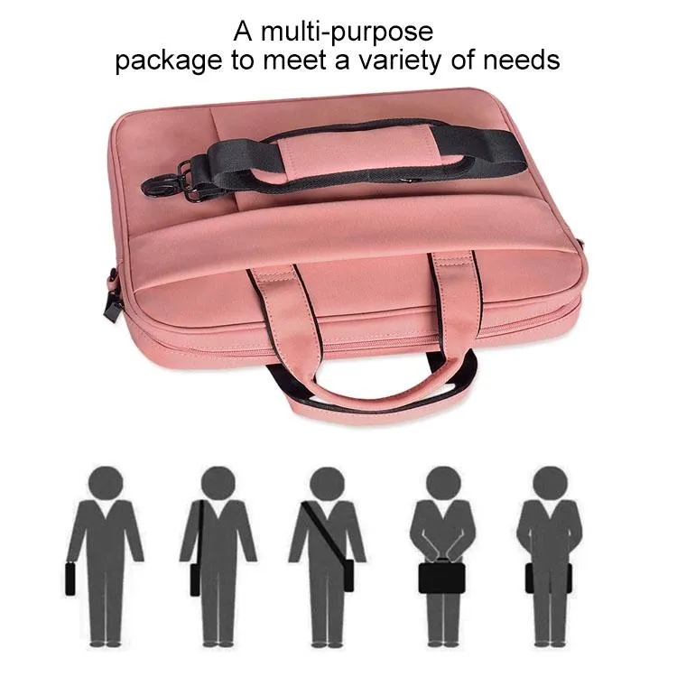 15.6 Inch Laptop One-shoulder Handbag with Waterproof Anti-theft Design and Suitcase Belt