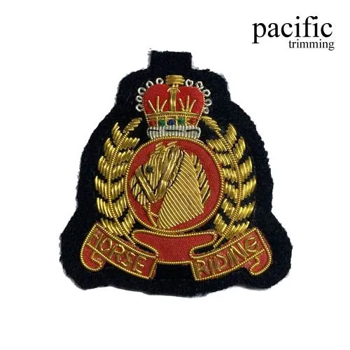 2 3/4" Zari Embroidery Horse Riding Club Emblem Badge : PA0BZ650