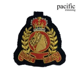 2 3/4" Zari Embroidery Horse Riding Club Emblem Badge : PA0BZ650
