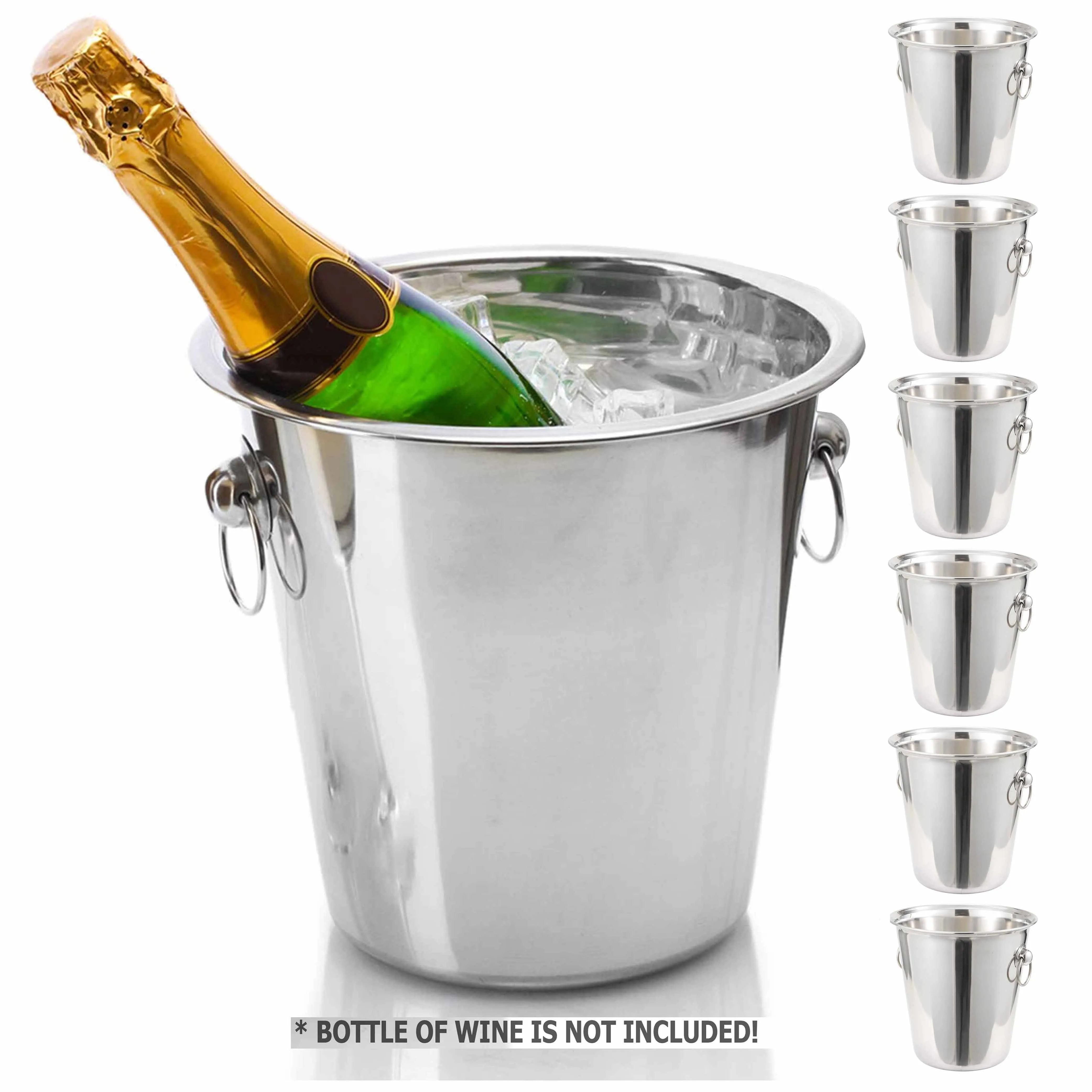 6 Pc Stainless Steel Ice Bucket Wine Chiller Champagne Beer Cooler Tub 4qt Large
