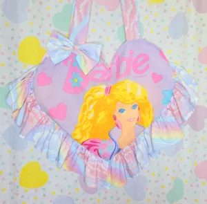 90's doll heart shaped upcycled spank kei ruffle tote bag