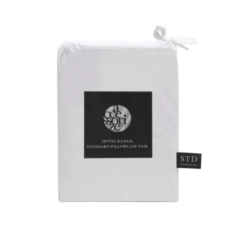Accessorize Hotel Deluxe Cotton Piped White Standard Pillowcase Pair