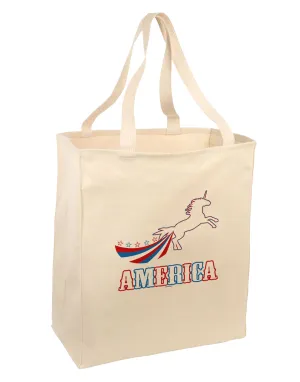 America Unicorn Large Grocery Tote Bag