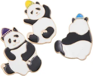 Apol 3 Pieces Cartoon Acrobatic Panda Enamel Brooch Pin,Unisex Pin Badge,Clothing Bags Backpacks Jackets Hat Decor
