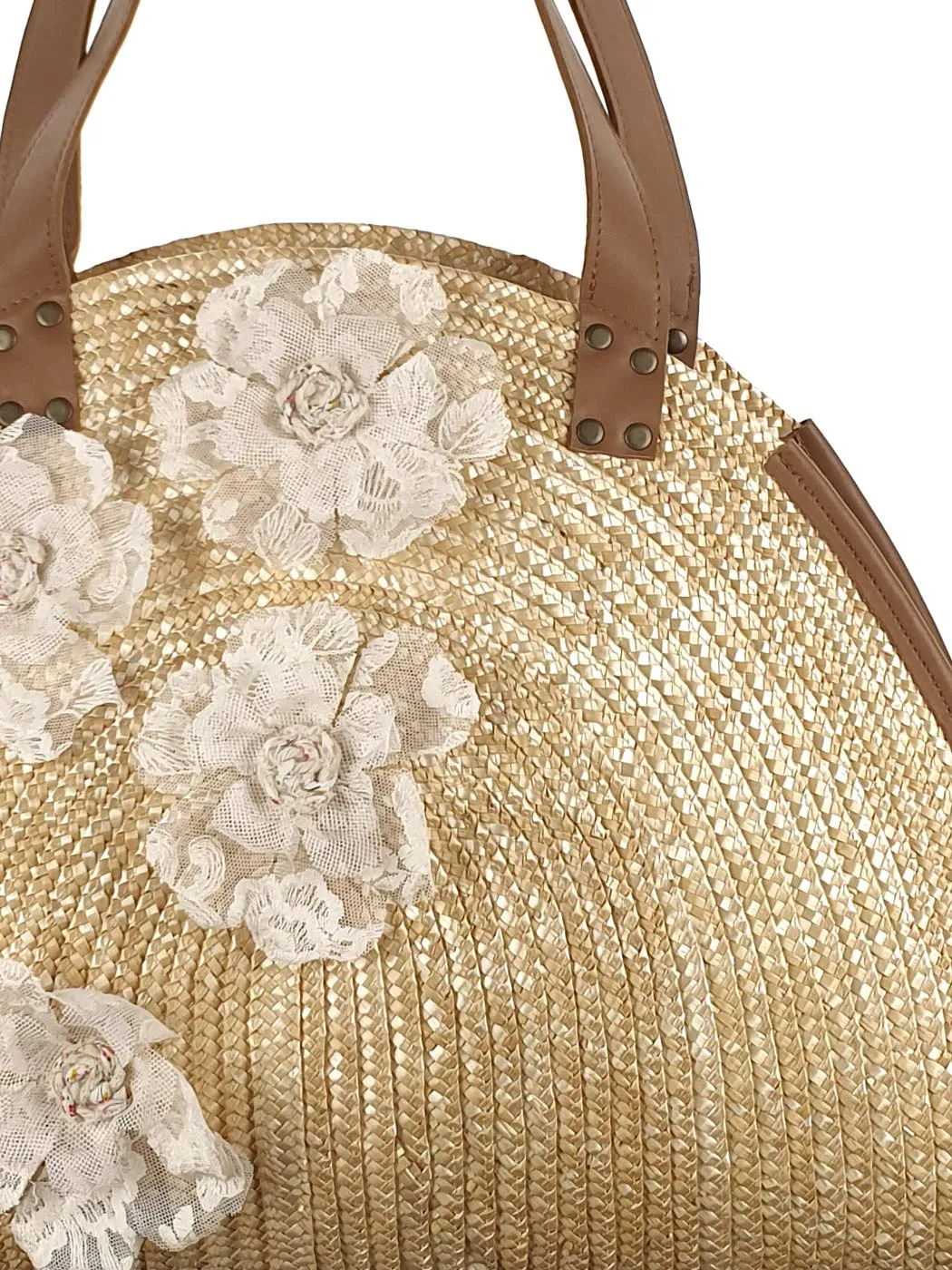 Baptism Handmade bag with leather handles - OVAL