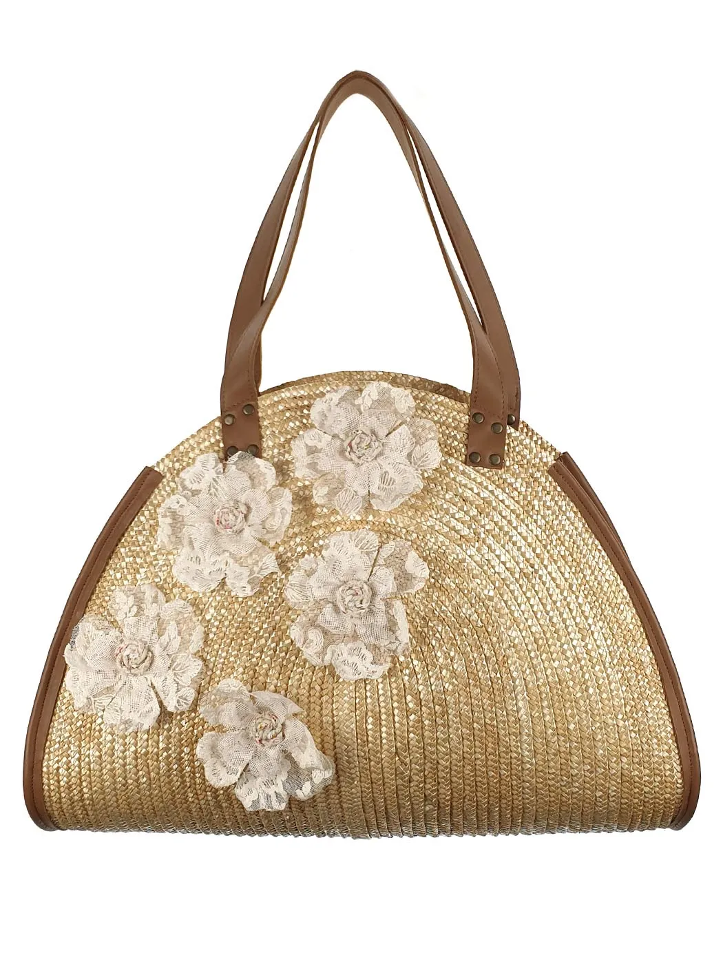 Baptism Handmade bag with leather handles - OVAL