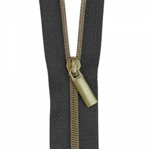 Black #3 Nylon Antique Coil Zippers: 3 Yards With 9 Pulls - Sallie Tomato