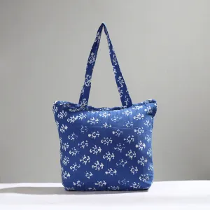 Blue - Handcrafted Batik Printed Cotton Hand Bag 07