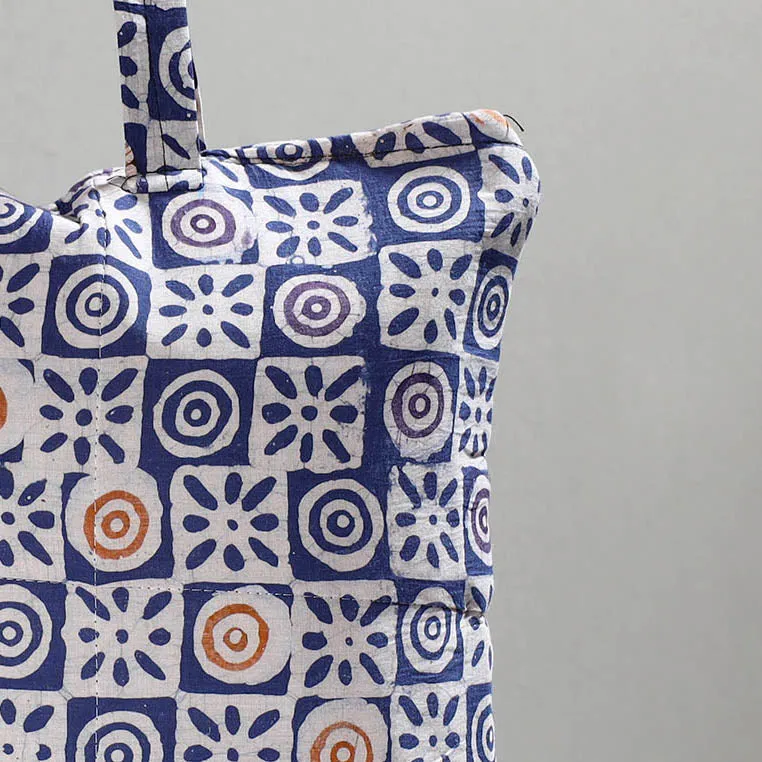 Blue - Handcrafted Batik Printed Cotton Hand Bag 11