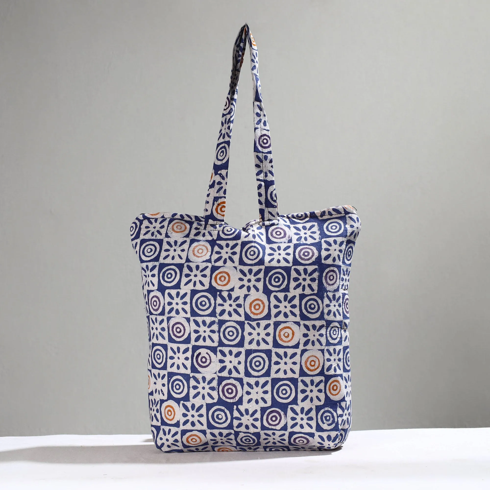 Blue - Handcrafted Batik Printed Cotton Hand Bag 11