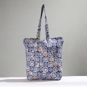 Blue - Handcrafted Batik Printed Cotton Hand Bag 11