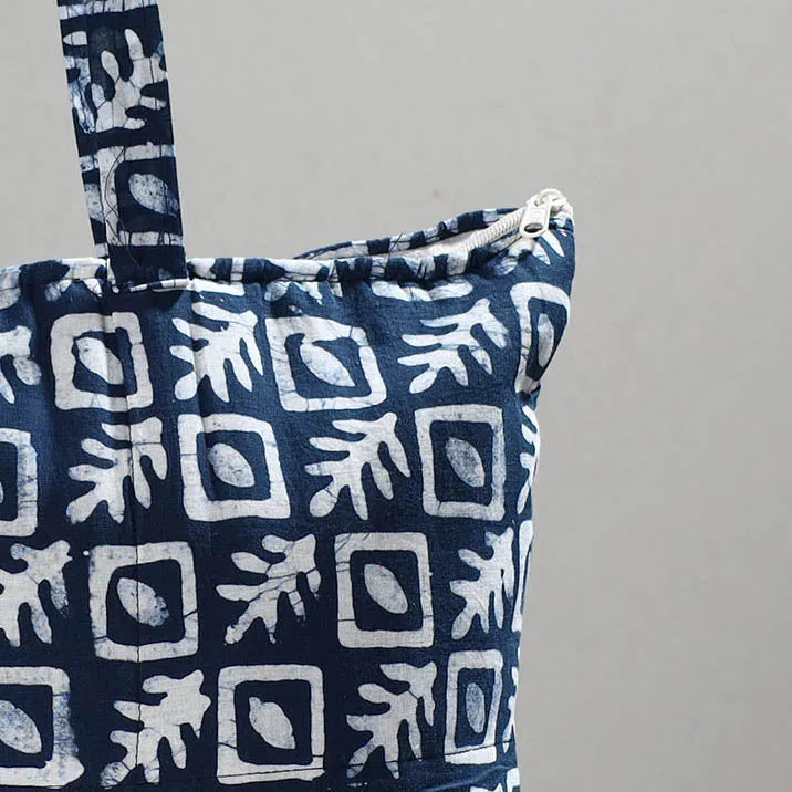 Blue - Handcrafted Batik Printed Cotton Hand Bag 24