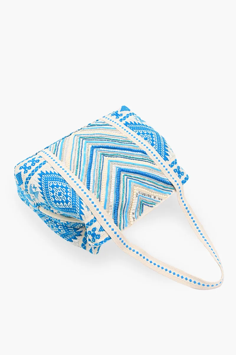 Bohemian Embellished Tote Bag - Blue