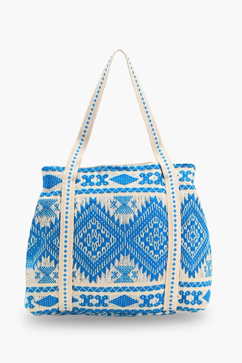 Bohemian Embellished Tote Bag - Blue