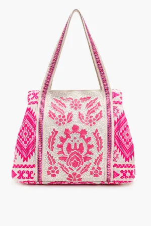 Bohemian Embellished Tote Bag - Pink
