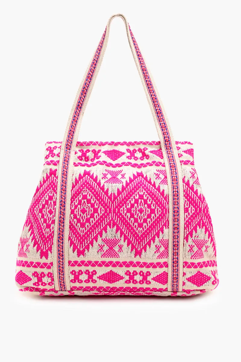 Bohemian Embellished Tote Bag - Pink