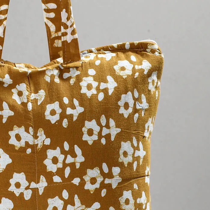 Brown - Handcrafted Batik Printed Cotton Hand Bag 13