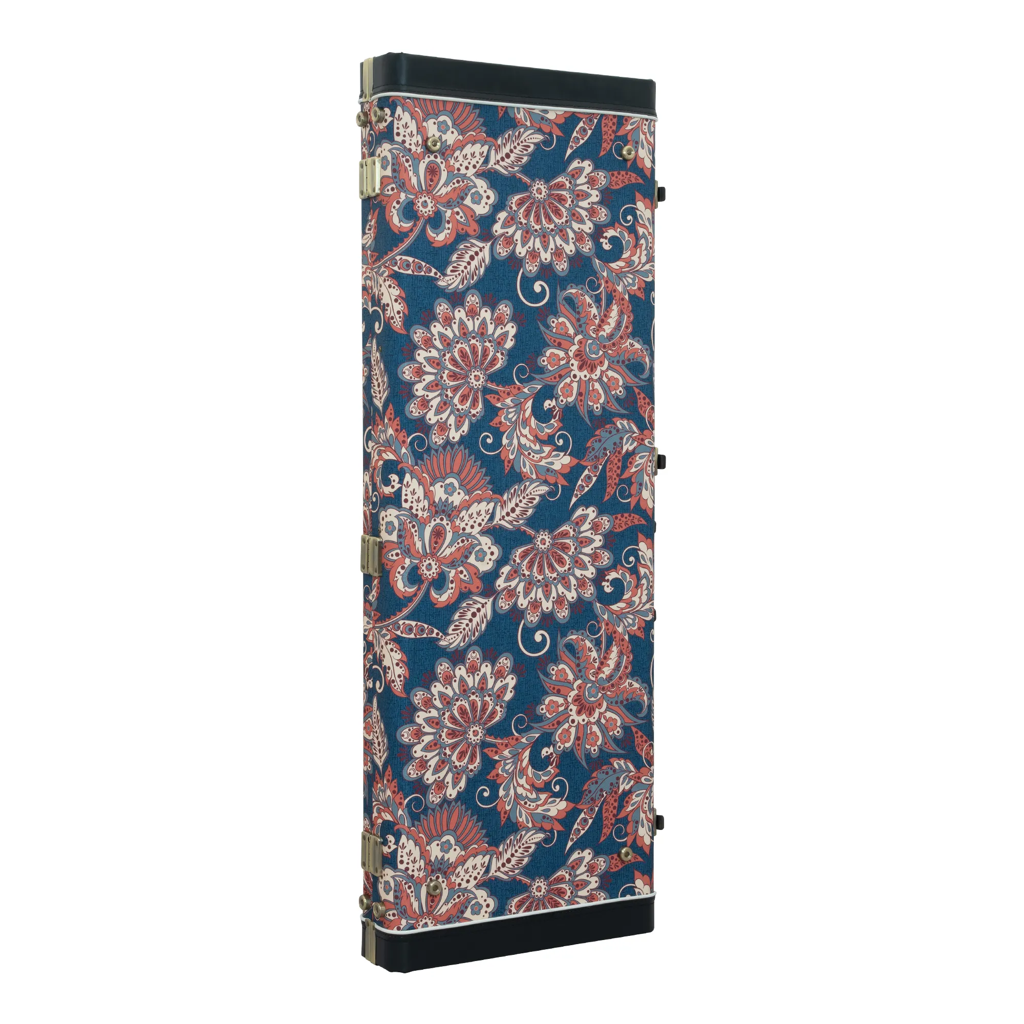 Classic Wood Mini Bass Guitar Case - Vintage Floral Navy
