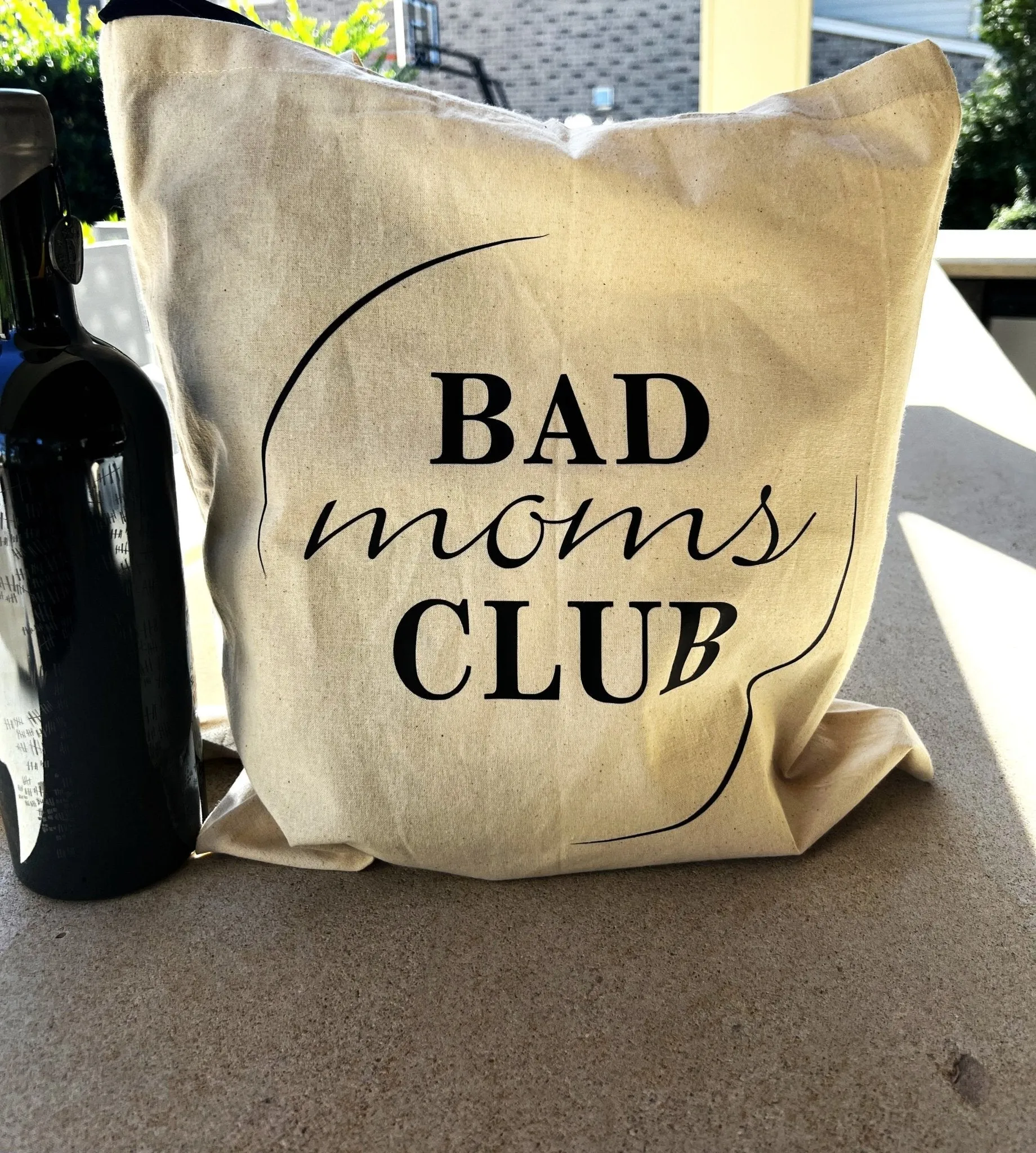 Cotton Market Tote with Bad Mom's Club Logo