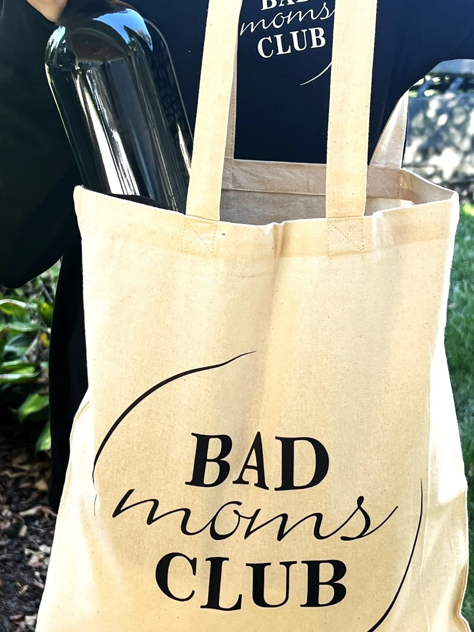 Cotton Market Tote with Bad Mom's Club Logo