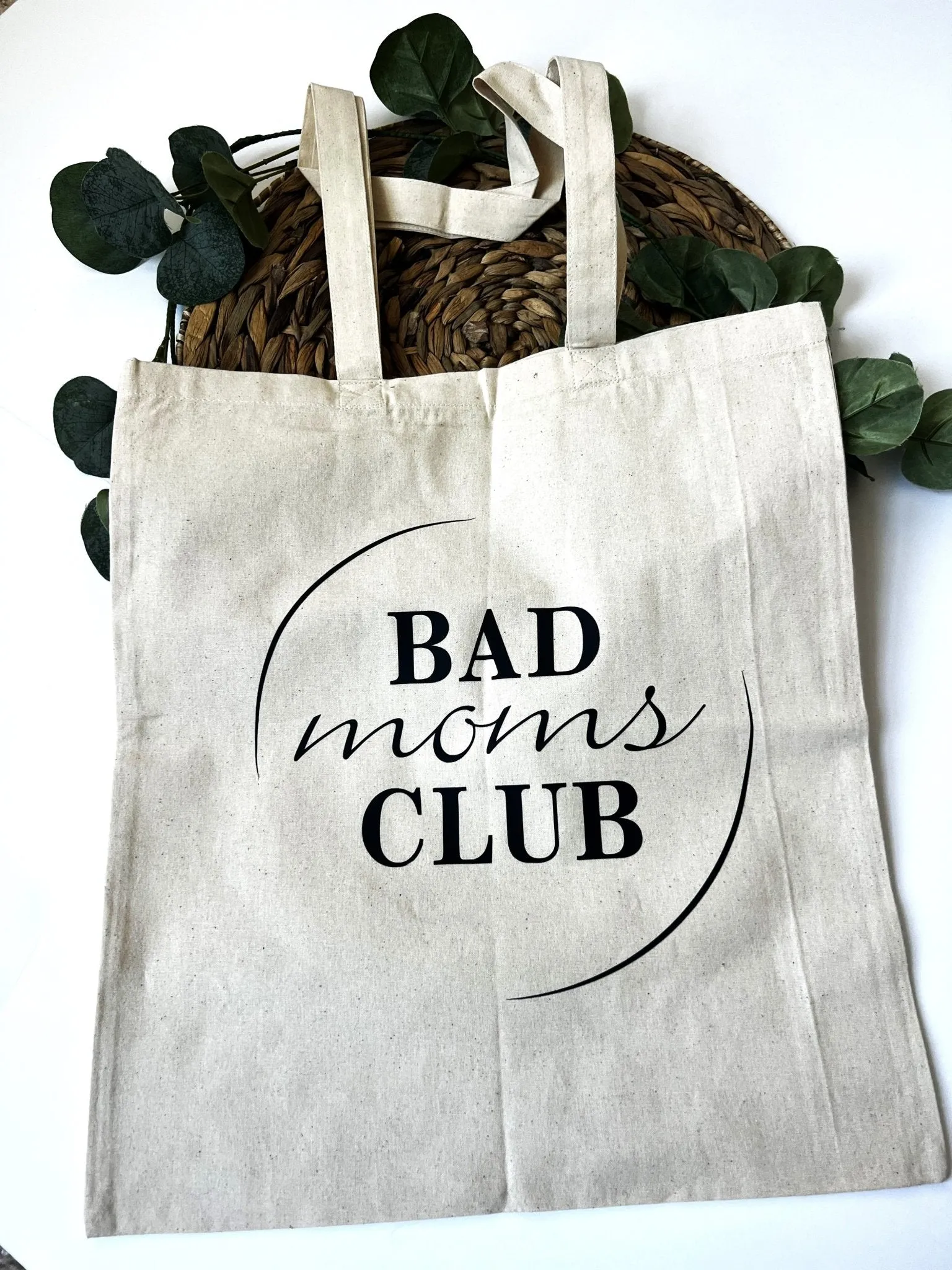 Cotton Market Tote with Bad Mom's Club Logo