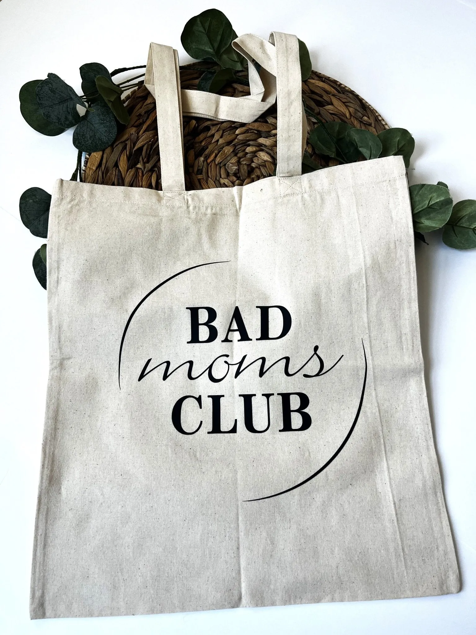 Cotton Market Tote with Bad Mom's Club Logo
