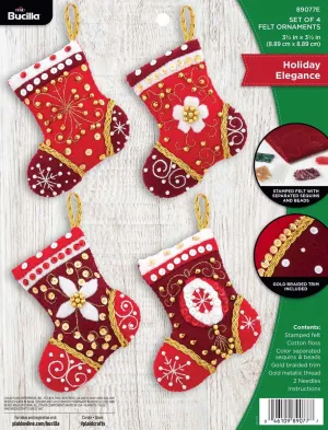 DIY Bucilla Holiday Elegance Red Gold Elegant Christmas Ornament Kit