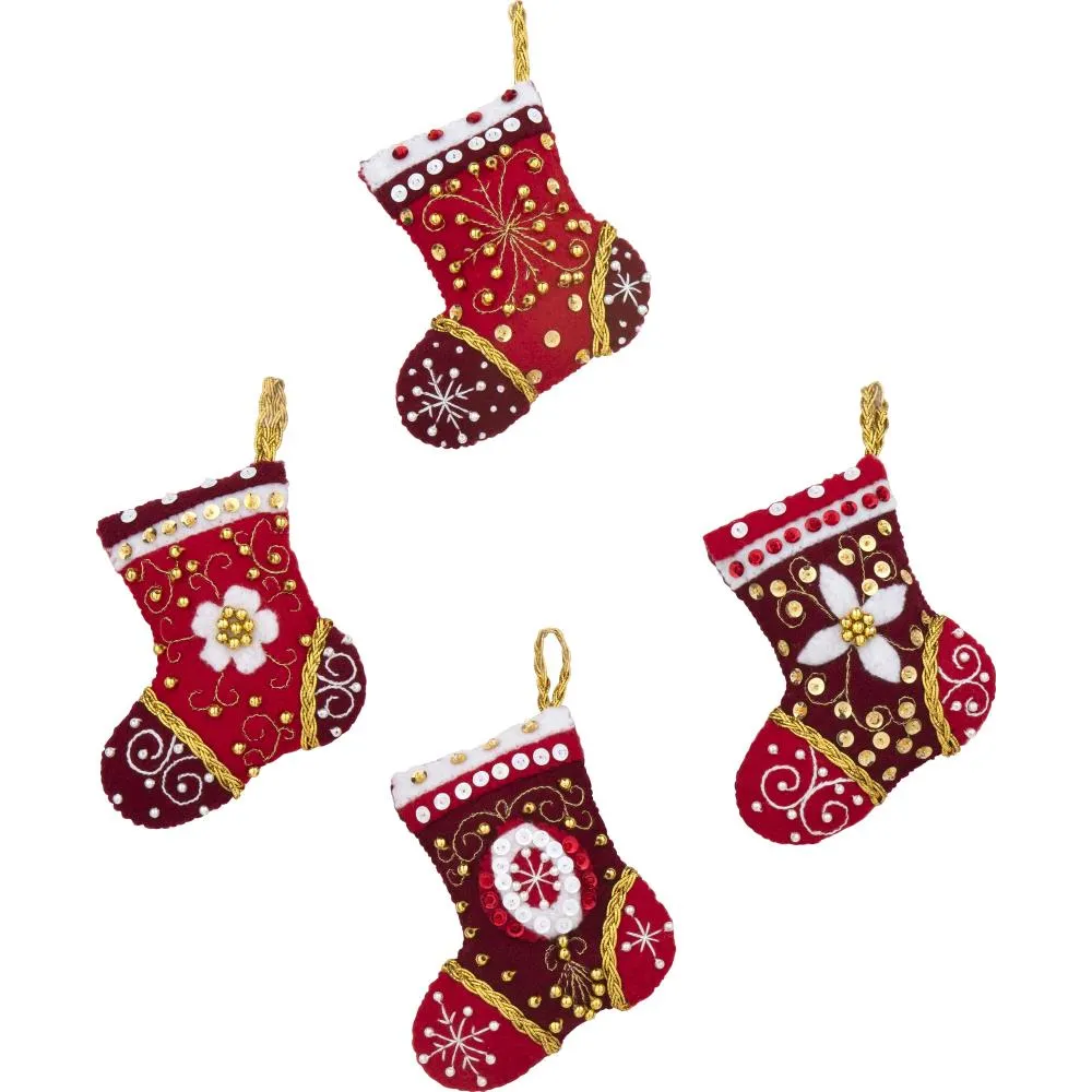 DIY Bucilla Holiday Elegance Red Gold Elegant Christmas Ornament Kit