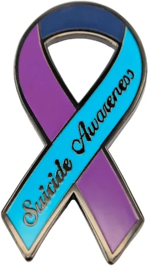 Enamel Pin,Suicide Awareness Blue Ribbon Lapel Pin,Mental Health Support Badge,Hope Symbol Jewelry, Shirt Brooch,Gift for Advocates Teens Friends Family,DIY Decor,Pin on Denim Jacket Canvas Bag