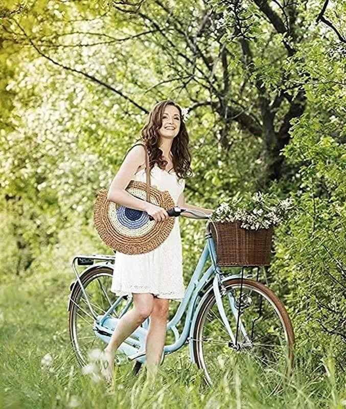 Evil Eye Straw Tote Bag
