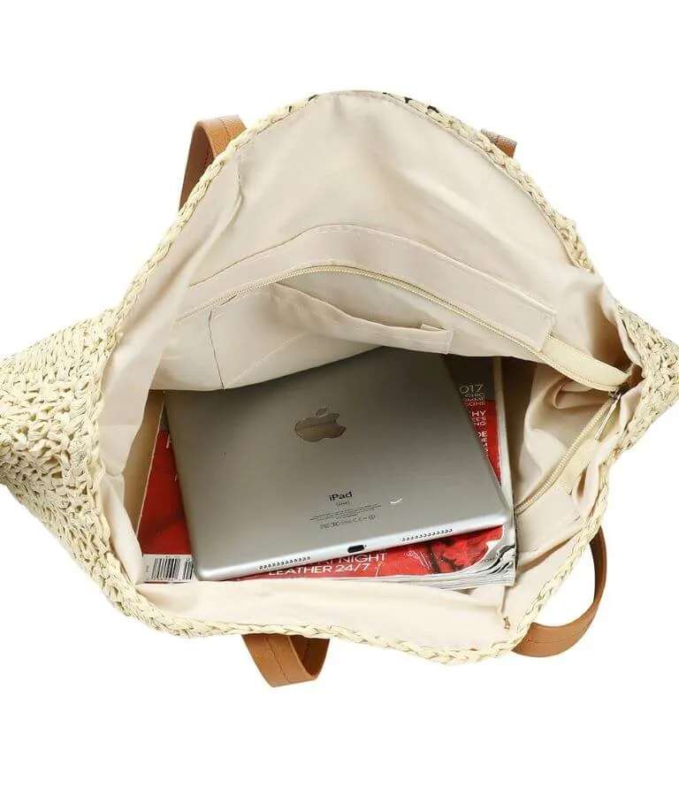 Evil Eye Straw Tote Bag