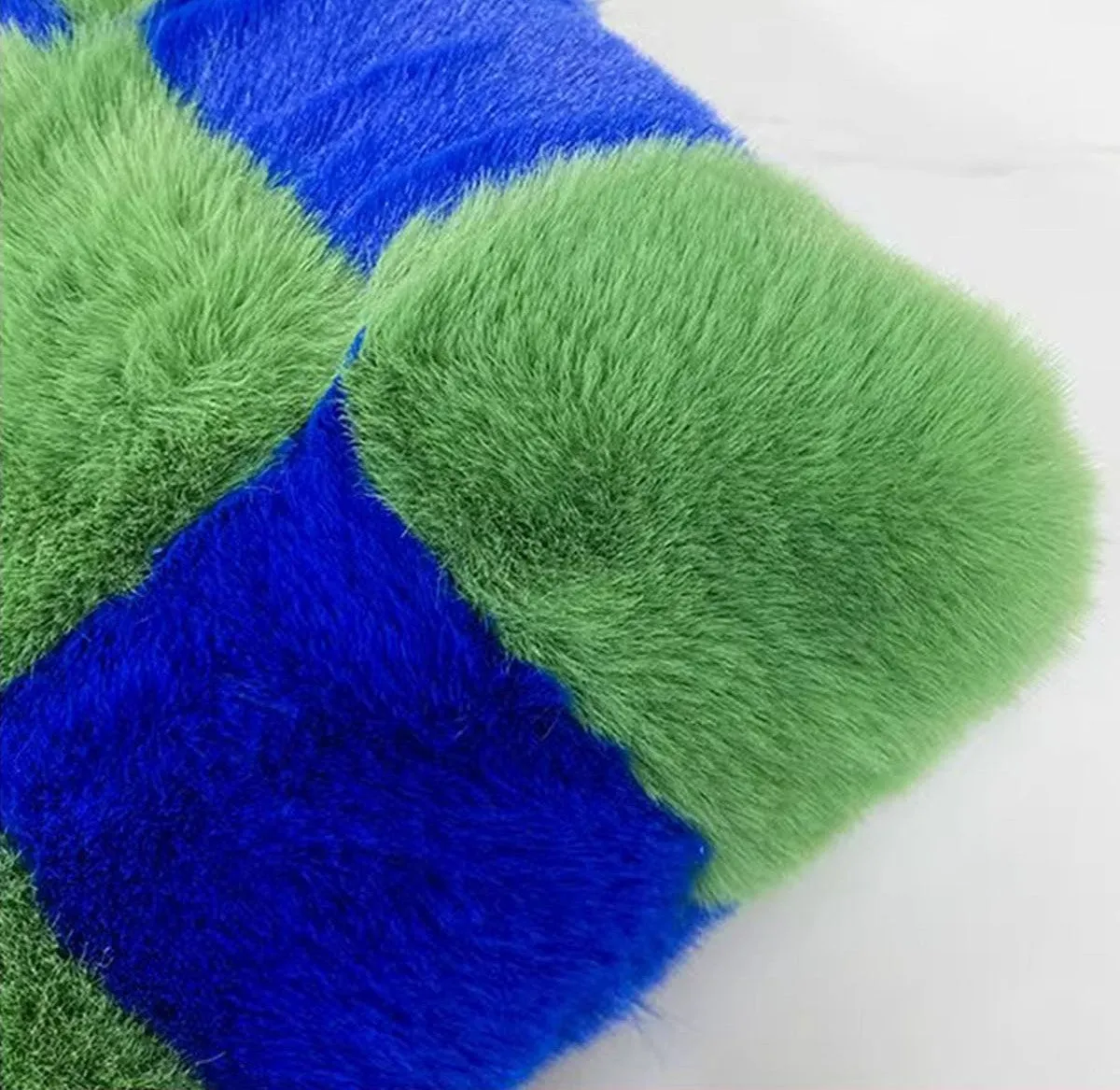 Fluffy Plush Tote Bag Fuzzy Checkered Handbags
