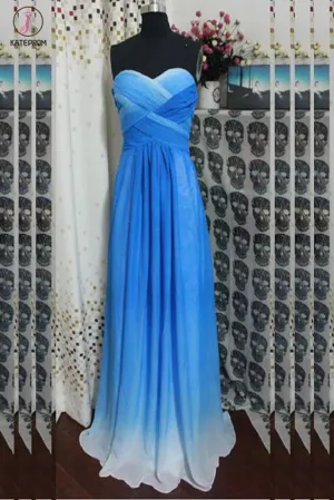 Gradient Ombre Chiffon Beaded Long Prom Dresses KPP0015