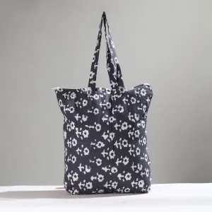 Grey - Handcrafted Batik Printed Cotton Hand Bag 23