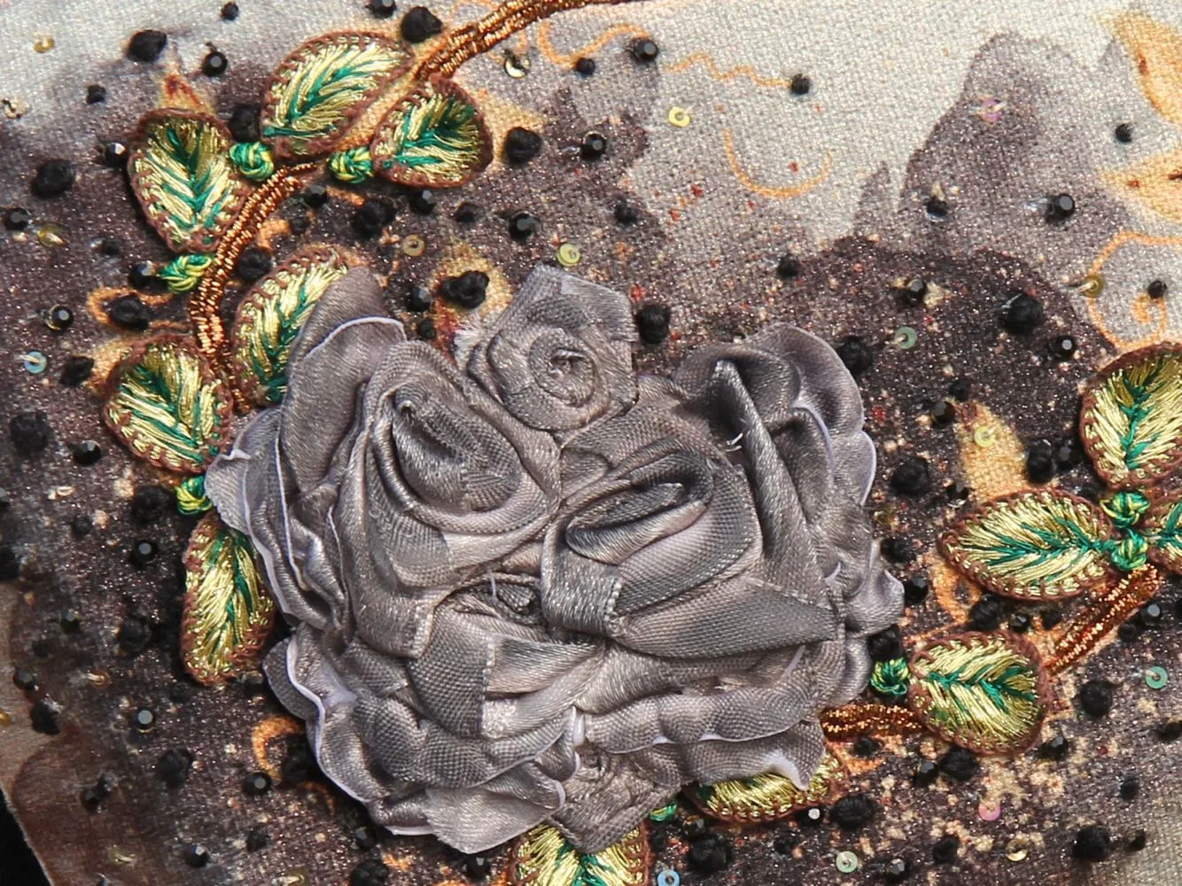 Grey Rose Clutch