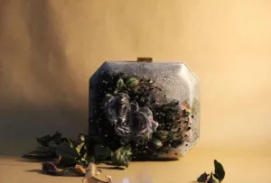 Grey Rose Clutch