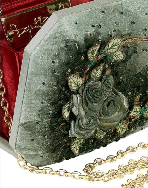 Grey Rose Clutch