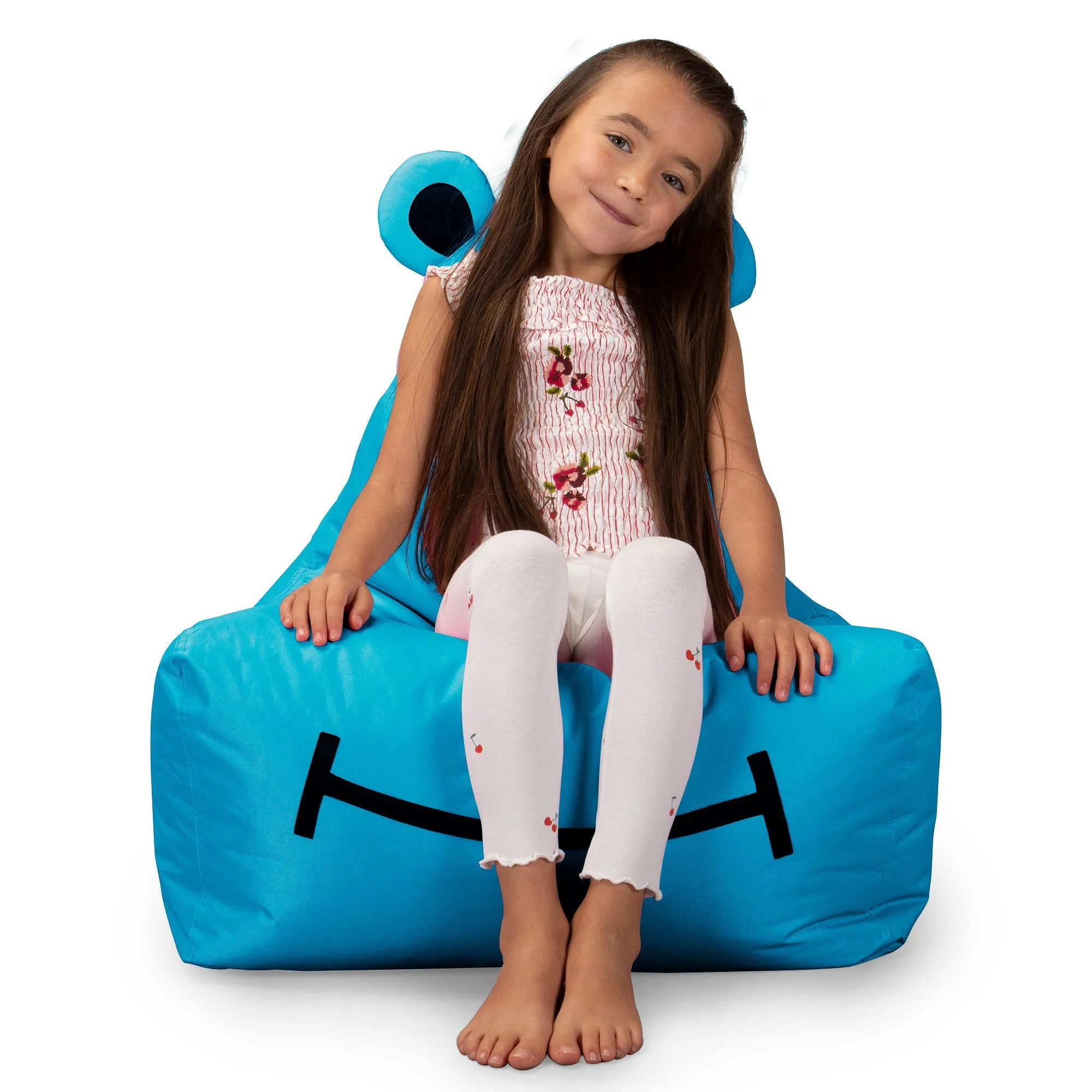 Hippo Kids Waterproof Bean Bag Chair 3-8 yr - SmartCanvas™ Aqua Blue